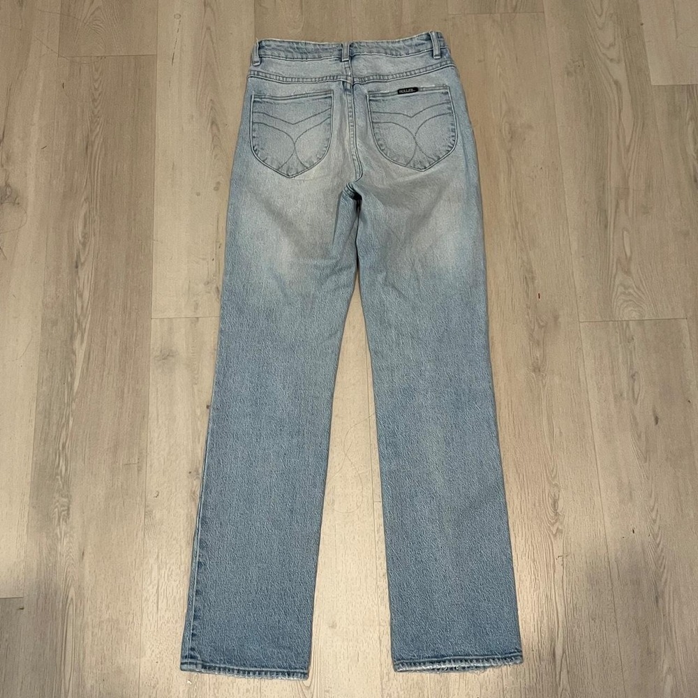 Rollas light wash high rise original straight jean size 27